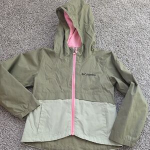 Columbia Olive Jacket with Pink Fleece Lining